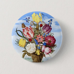 Alte niederländische Blumenstilleben des Goldenen Button