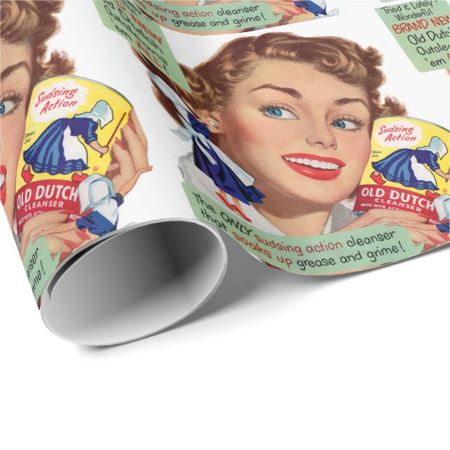 Alte niederländische Reinigerdame Geschenkpapier (Rolleneckpunkt)