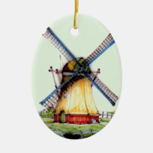 Alte niederländische Windmühle Keramik Ornament