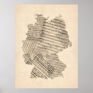 Alte Notenkarte Deutschland Karte Poster
