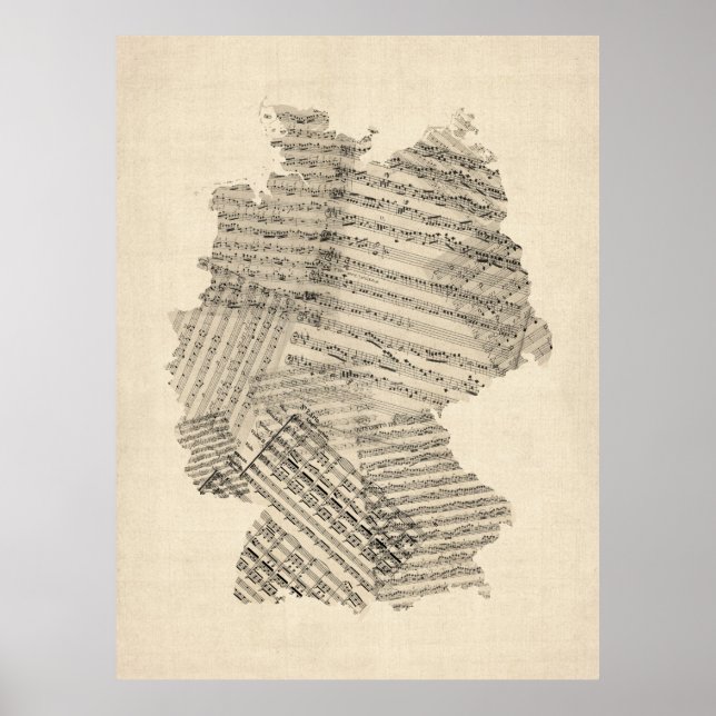 Alte Notenkarte Deutschland Karte Poster (Vorne)