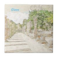 Alte Olympia Ruins Sketch Keramik Tile Wall Dec