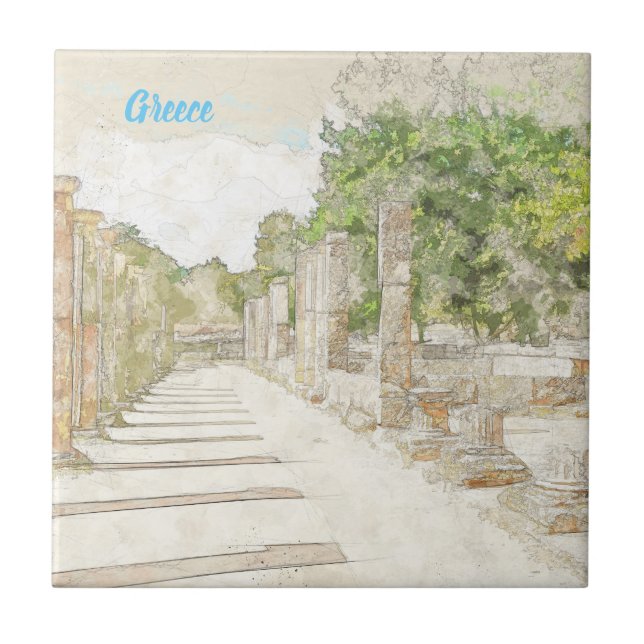 Alte Olympia Ruins Sketch Keramik Tile Wall Dec Fliese (Vorderseite)