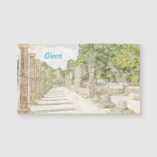 Alte Olympia Ruins Sketch - Vintage Travel Art Magnetkarte