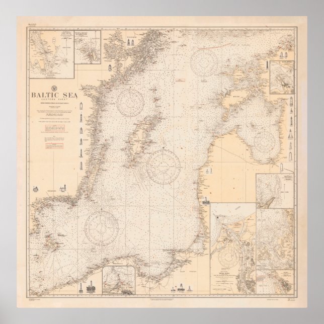 Alte Ostsee-Karte (1923) Poster (Vorne)