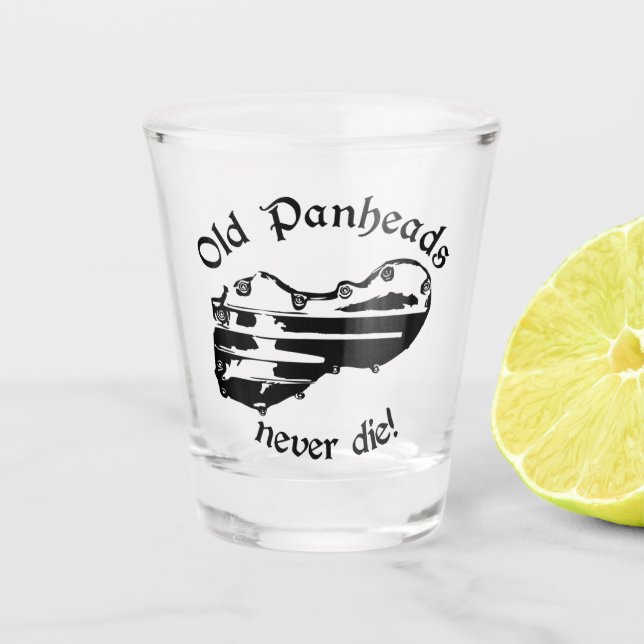 Alte Panheads nie die!! Harley Biker Schnapsglas (Vorderseite)