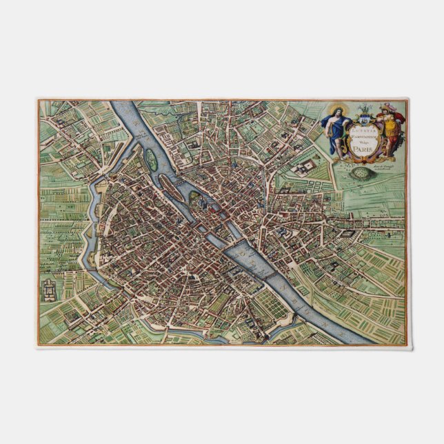 alte Pariser Stadtkarte Fußmatte (Vorderseite)