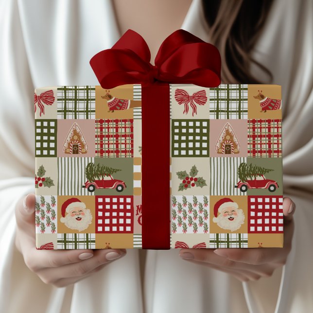 Alte Patchwork-Weihnachtsklassiker Geschenkpapier (Von Creator hochgeladen)