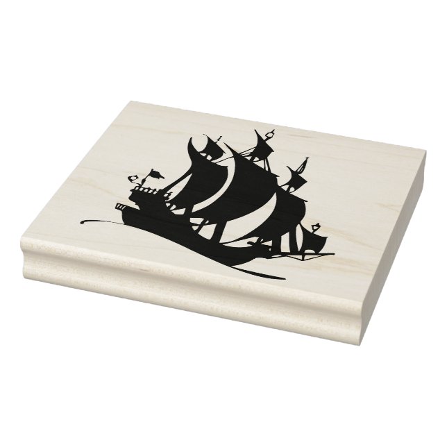 Alte Piratenschiff Silhouette Gummi Briefmarke Gummistempel (Stempel)