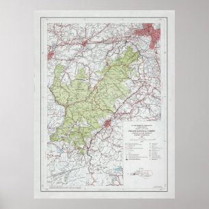 Alte Pisgah National Forest Map (1966) Vintage NC Poster