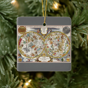 Alte Planisphäre-Sternkarte von Nicholas de Fer Keramikornament