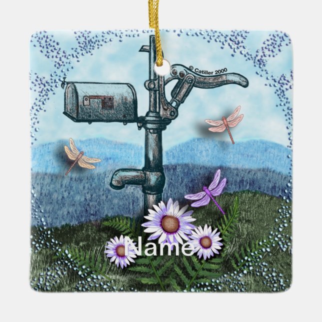 Alte Postbox Keramikornament (Vorderseite)