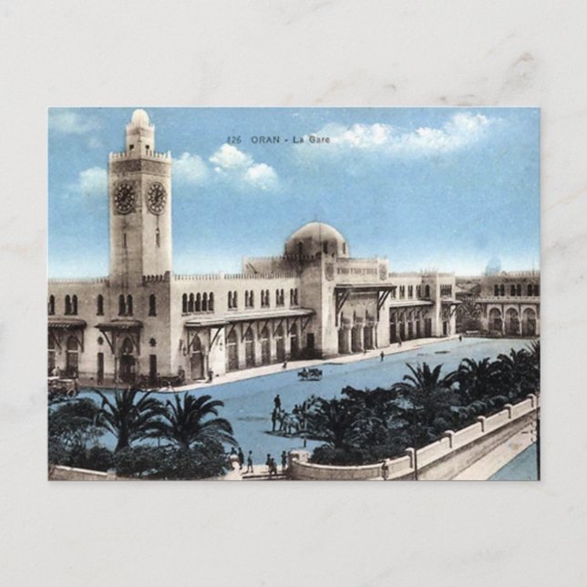 Alte Postkarte - Algerien - Oran - Bahnhof (Vorderseite)