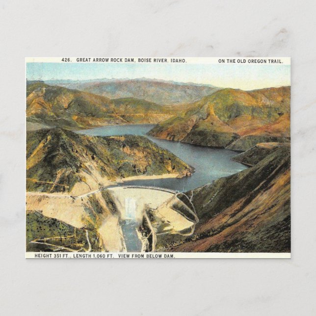Alte Postkarte - Arrow Rock Dam, Idaho (Vorderseite)