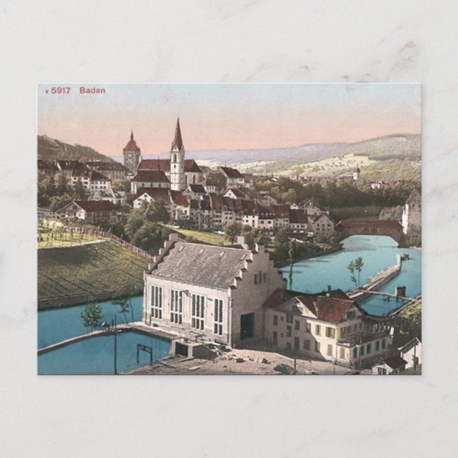Alte Postkarte - Baden, Aargau, Schweiz (Vorderseite)