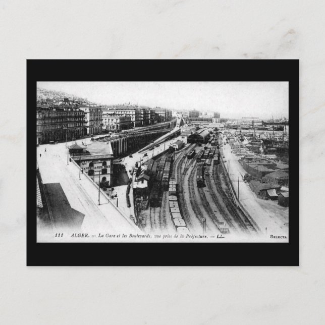 Alte Postkarte - Bahnhof Algier (Vorderseite)
