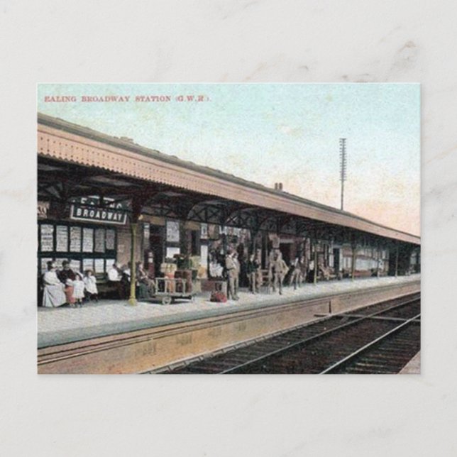 Alte Postkarte - Bahnhof Ealing Broadway (Vorderseite)