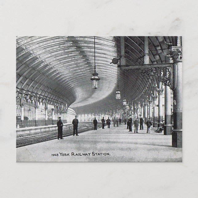 Alte Postkarte - Bahnhof York (Vorderseite)