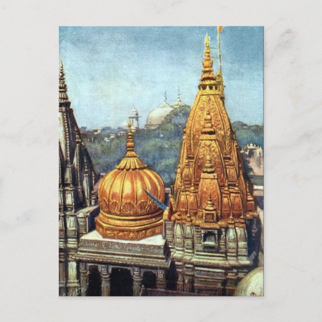 Alte Postkarte - Benares (Varanasi), Indien (Vorderseite)