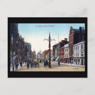 Alte Postkarte, Cardiff, St. Mary Street Postkarte