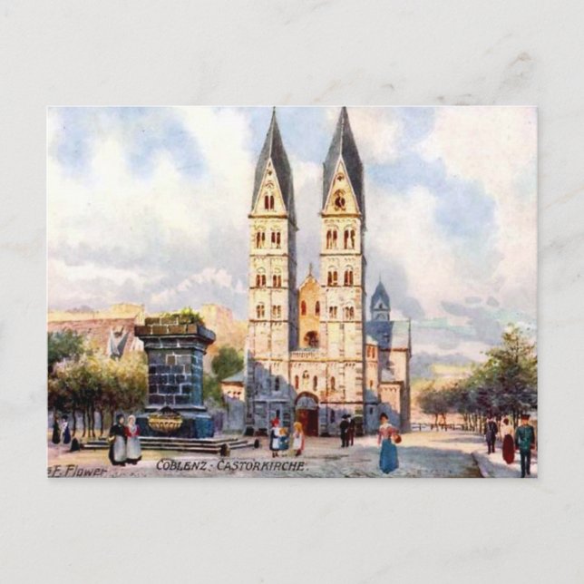 Alte Postkarte - Castorkirche, Koblenz, Deutschlan (Vorderseite)