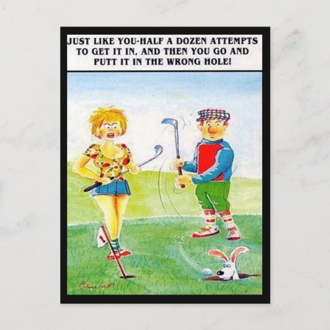 Alte Postkarte - Comic - Golf (Vorderseite)