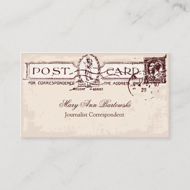 Alte Postkarte Ephemera Travel Agent / Blogger Visitenkarte (Vorderseite)