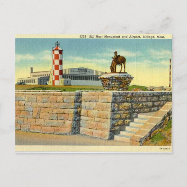 Alte Postkarte - Flughafen, Billard, Montana (Vorderseite)