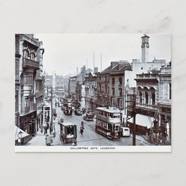 Alte Postkarte - Gallowtree Gate, Leicester (Vorderseite)