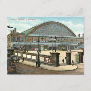 Alte Postkarte - Hauptbahnhof, Manchester