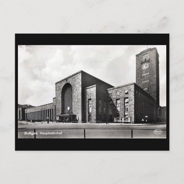 Alte Postkarte - Hauptbahnhof, Stuttgart (Vorderseite)
