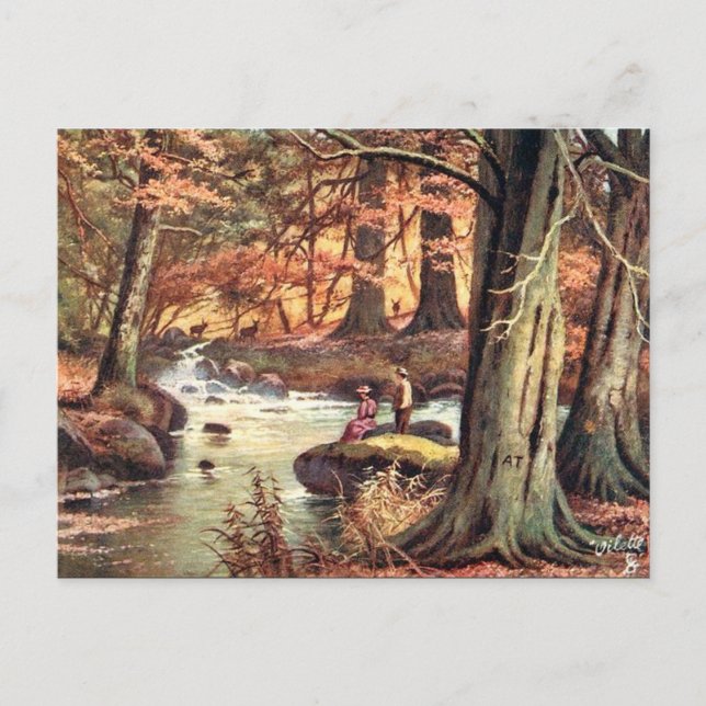 Alte Postkarte - Herbst (Vorderseite)