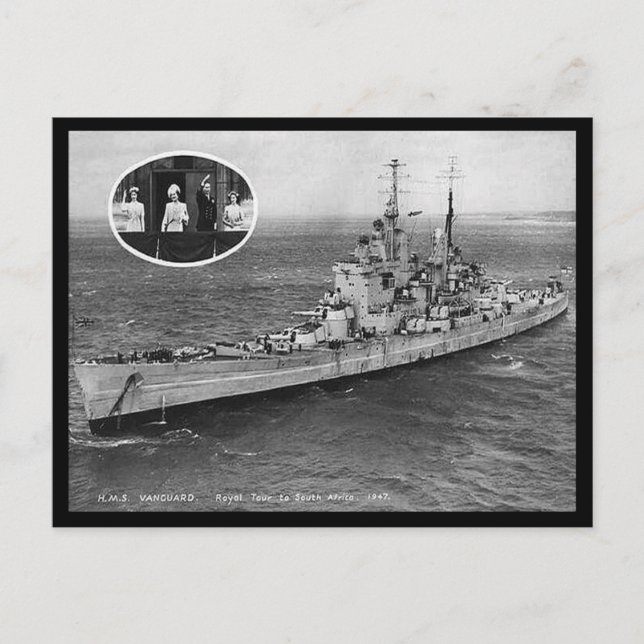 Alte Postkarte - HMS Vanguard (Vorderseite)