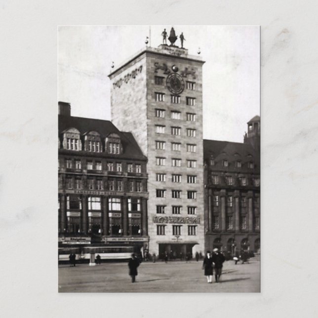 Alte Postkarte - Hochhaus, Leipzig (Vorderseite)