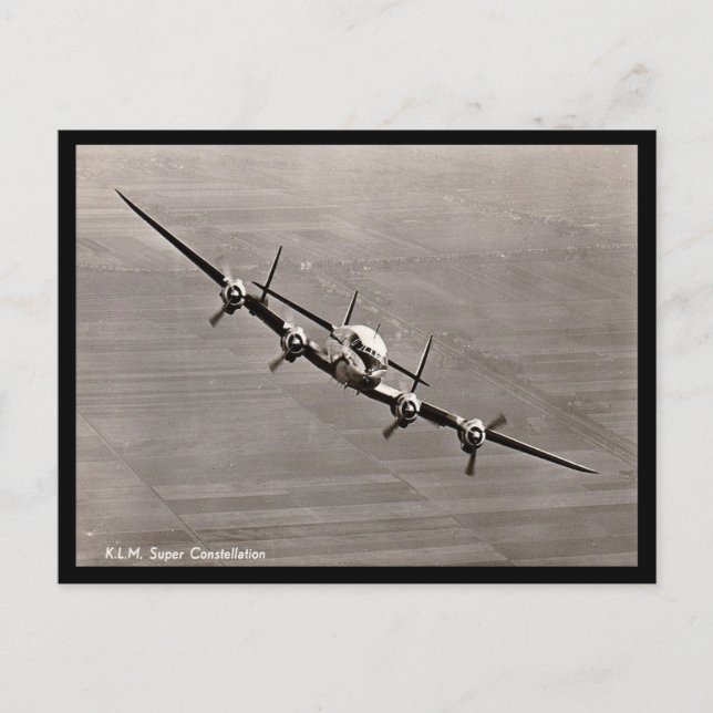 Alte Postkarte - KLM Super Constellation (Vorderseite)