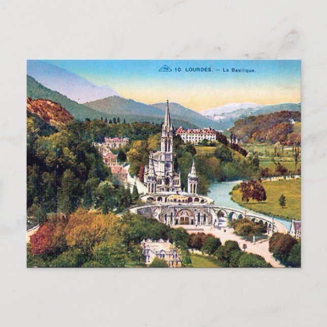 Alte Postkarte - Lourdes, La Basilique (Vorderseite)