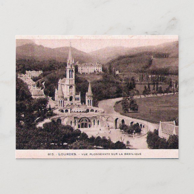 Alte Postkarte - Lourdes, La Basilique (Vorderseite)