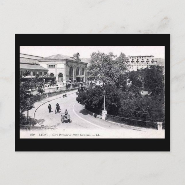 Alte Postkarte - Lyon, Gare Perrache (Vorderseite)