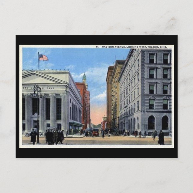 Alte Postkarte - Madison Ave, Toledo, Ohio (Vorderseite)