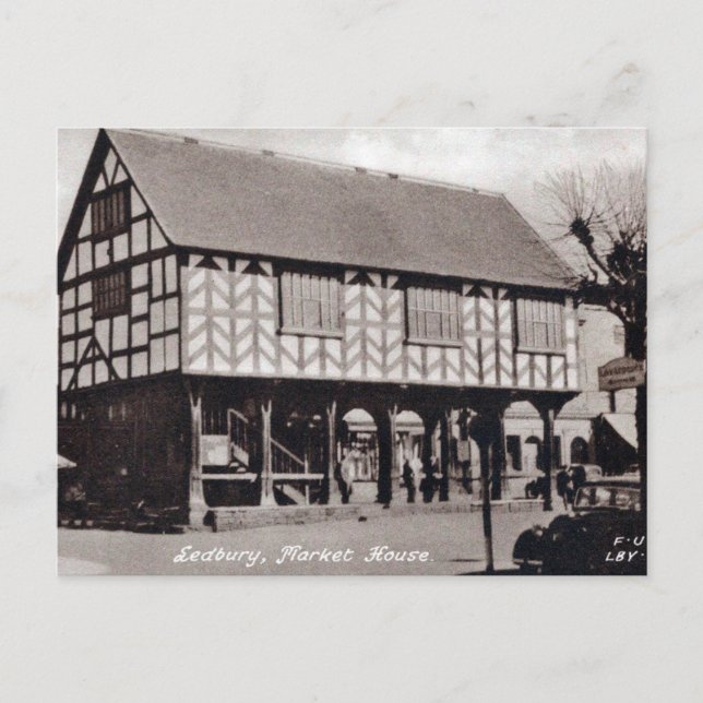 Alte Postkarte - Markthaus, Ledbury. (Vorderseite)