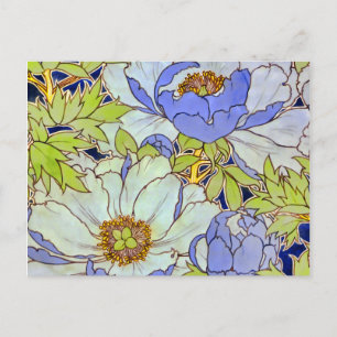 Alte Postkarte mit Pfingstrosen-Blumenmuster