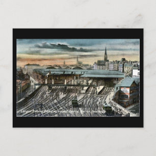 Alte Postkarte - Newcastle-on-Tyne, Bahnübergang