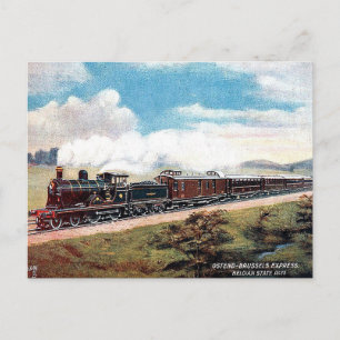 Alte Postkarte - Ostende - Brüssel Express Bahn