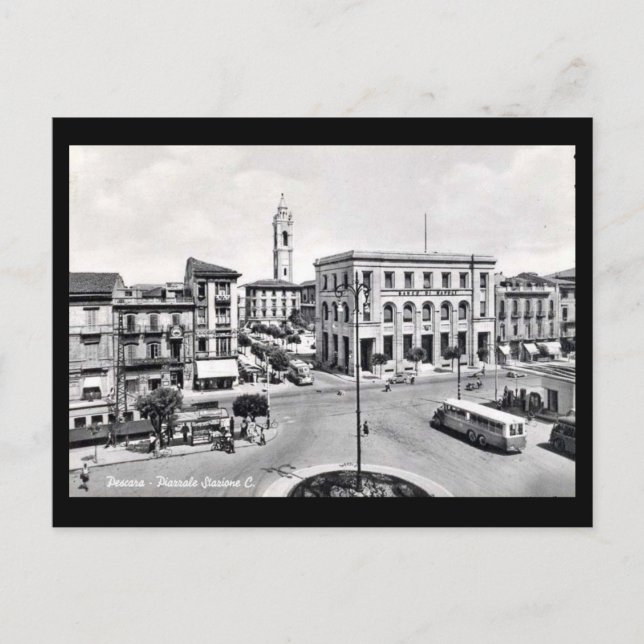 Alte Postkarte - Pescara, Piazzale Stazione (Vorderseite)