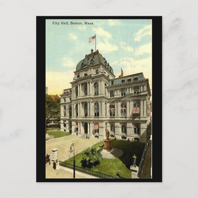 Alte Postkarte - Rathaus, Boston, Messe (Vorderseite)