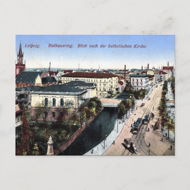 Alte Postkarte - Rathausring, Leipzig (Vorderseite)