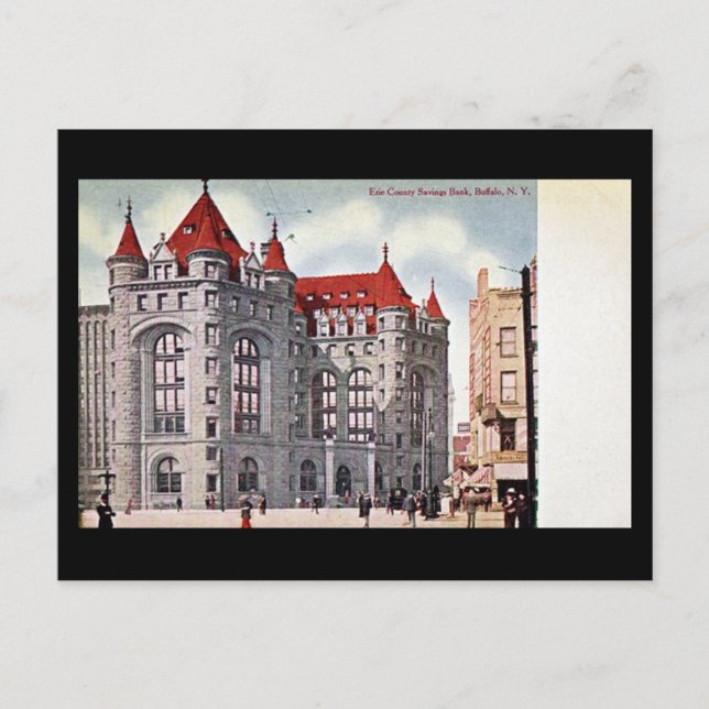 Alte Postkarte - Sparkasse, Buffalo, NY (Vorderseite)