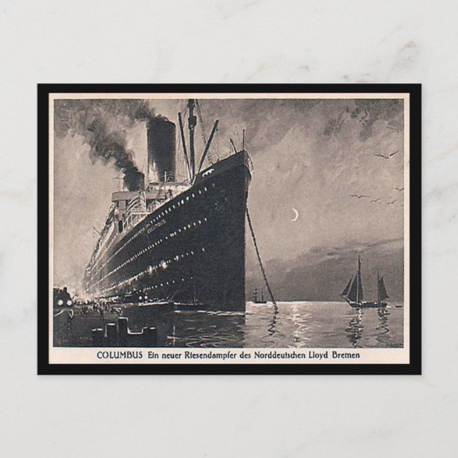 Alte Postkarte - SS Columbus (Vorderseite)