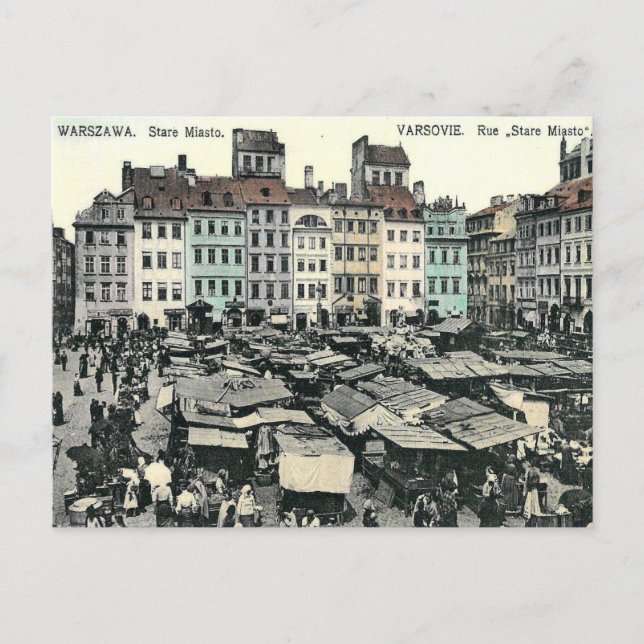 Alte Postkarte - Stare Miasto, Warschau, Polen (Vorderseite)