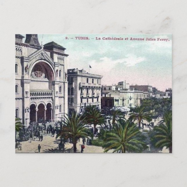 Alte Postkarte - Tunis, Kathedrale (Vorderseite)